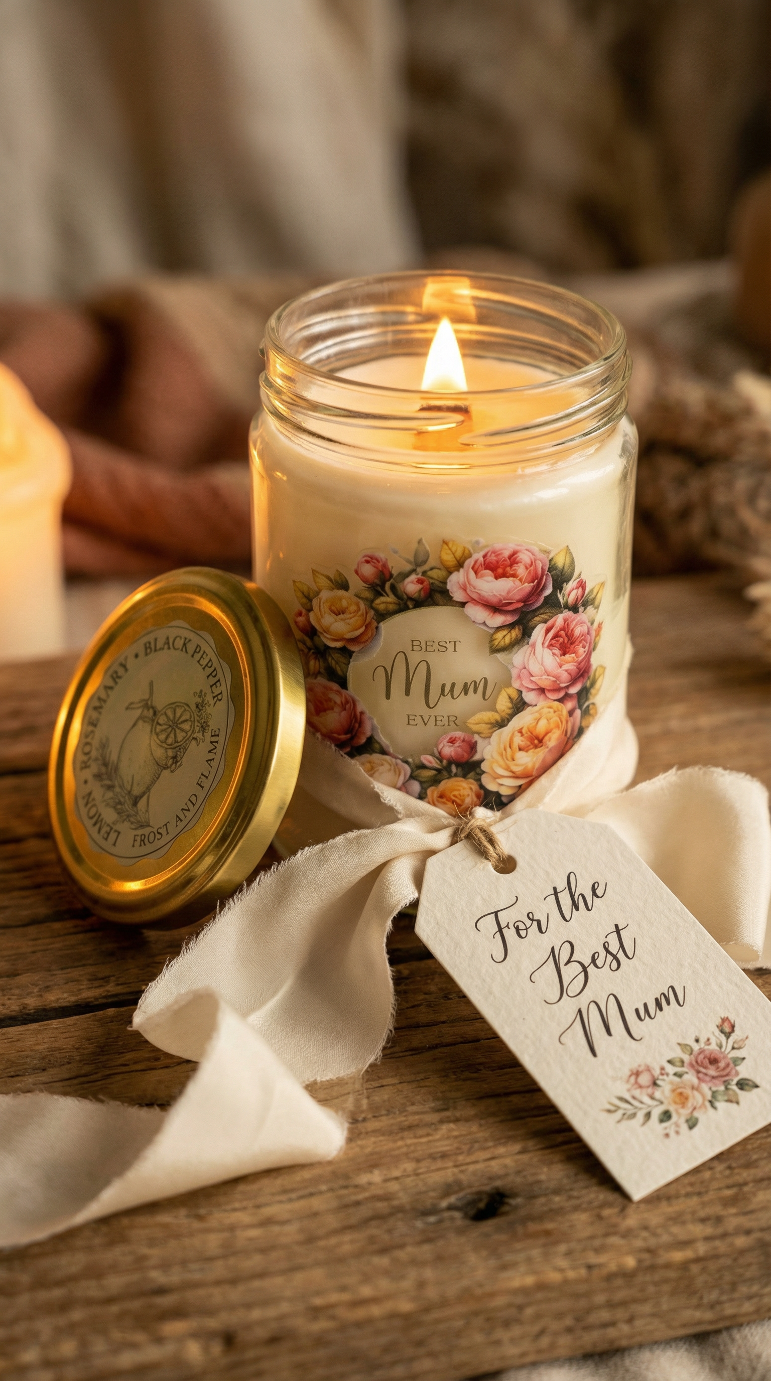 Mother’s Day Candle – Lemon Rosemary & Black Pepper – Handmade Soy Wax Gift for Mum (UK Small Business)