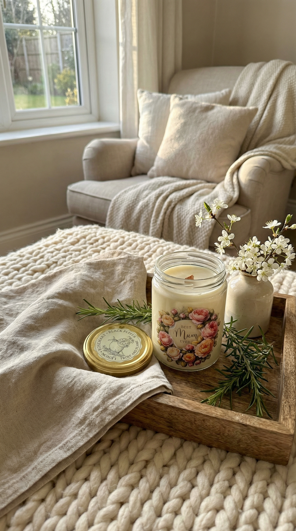 Mother’s Day Candle – Lemon Rosemary & Black Pepper – Handmade Soy Wax Gift for Mum (UK Small Business)