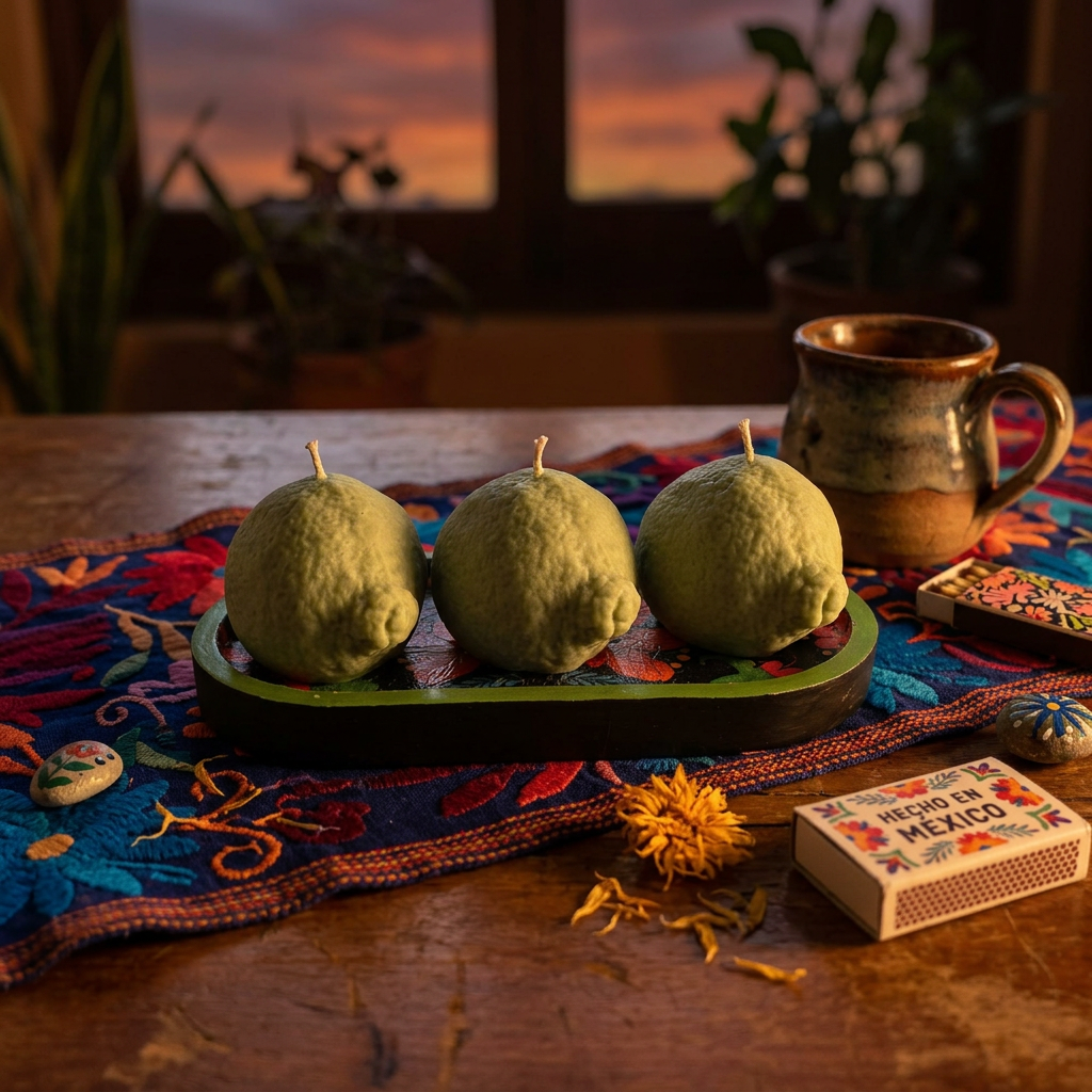 Fiesta Lima – Artisan Lime Candle with Mexican Folk‑Art Tray | Citrus Candle | Fruit Candle Home Décor | Colourful Summer Kitchen Styling | Handcrafted Gift