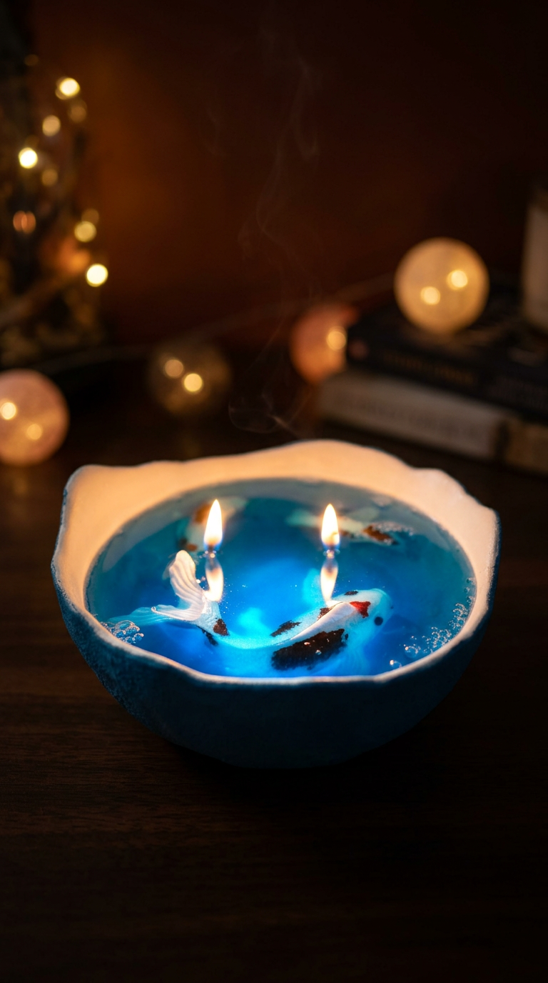 A Peek at Marine Life™ — Resin Bowl Koi Pond Candle