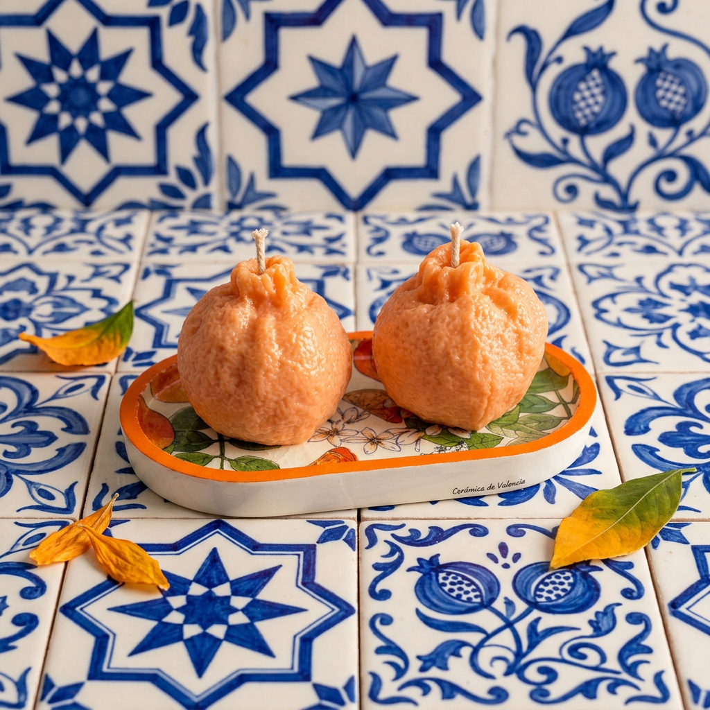Handmade Citrus Wax Sculpture & Decoupaged Trinket Dish — Mediterranean Spring Home Décor