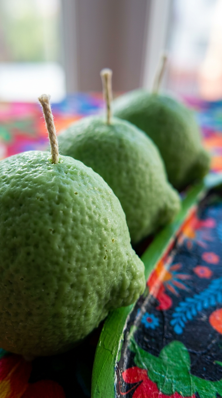 Fiesta Lima – Artisan Lime Candle with Mexican Folk‑Art Tray | Citrus Candle | Fruit Candle Home Décor | Colourful Summer Kitchen Styling | Handcrafted Gift