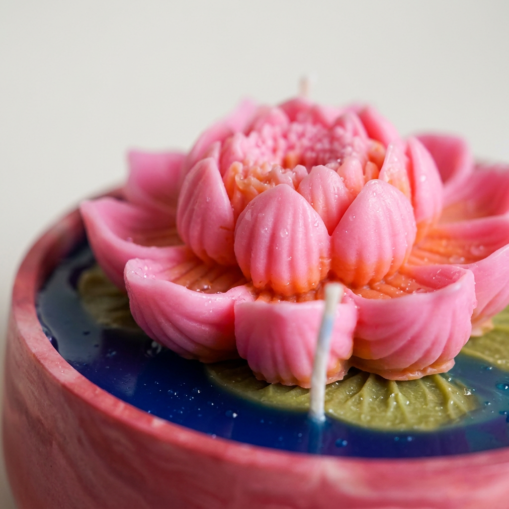 Lotus After The Rain — Sculptural Lotus Candle in Resincrete Bowl (Lotus • Petrichor • Vetiver)