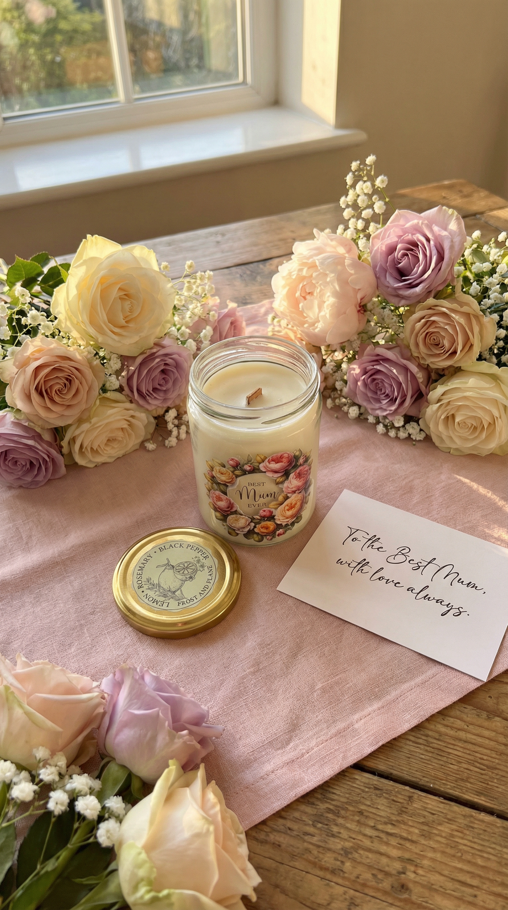 Mother’s Day Candle – Lemon Rosemary & Black Pepper – Handmade Soy Wax Gift for Mum (UK Small Business)