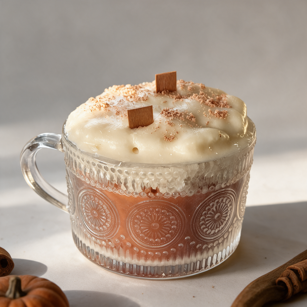 Pumpkin Spice Latte Soy Candle in Embossed Glass Mug