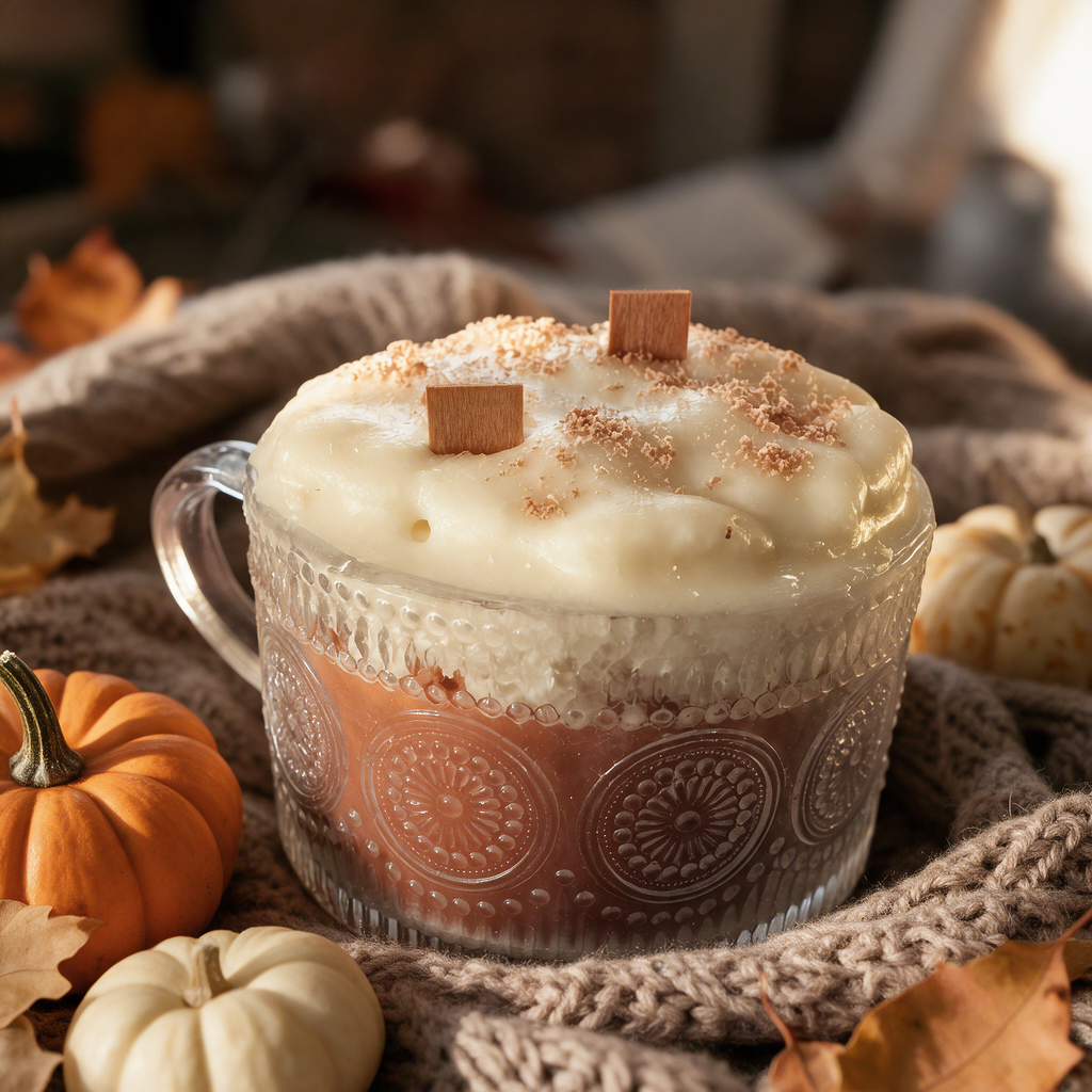 Pumpkin Spice Latte Soy Candle in Embossed Glass Mug
