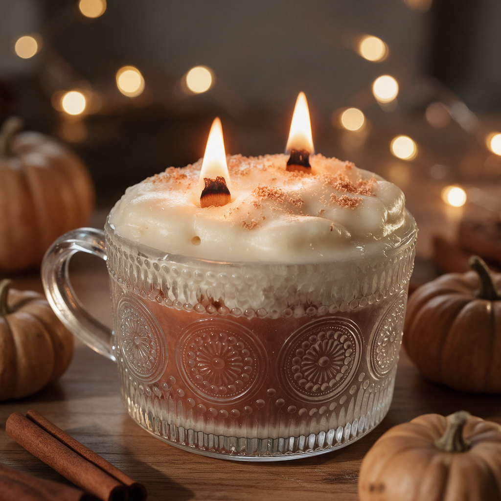 Pumpkin Spice Latte Soy Candle in Embossed Glass Mug