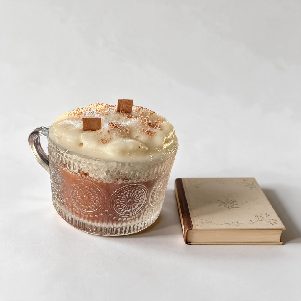 Pumpkin Spice Latte Soy Candle in Embossed Glass Mug