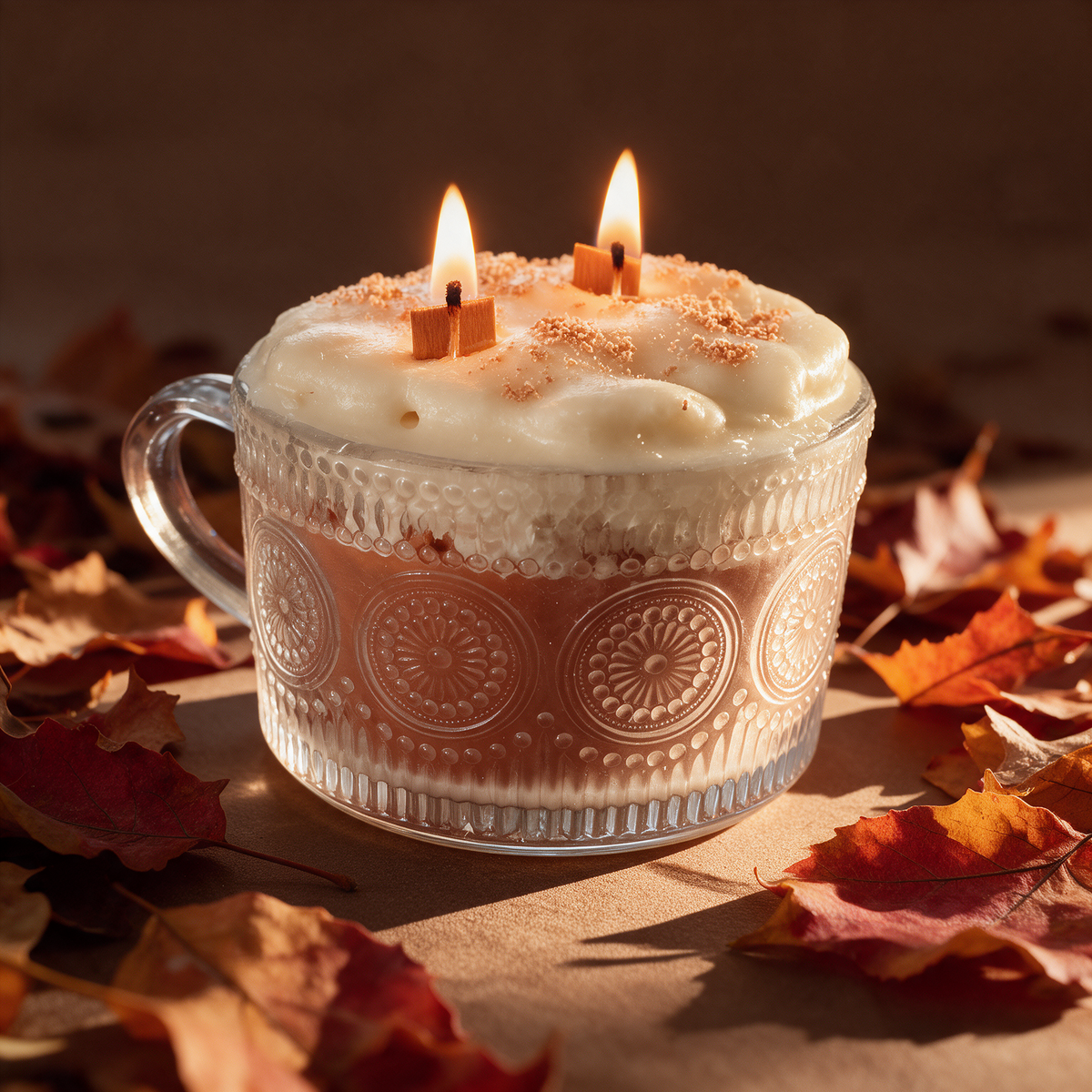 Pumpkin Spice Latte Soy Candle in Embossed Glass Mug