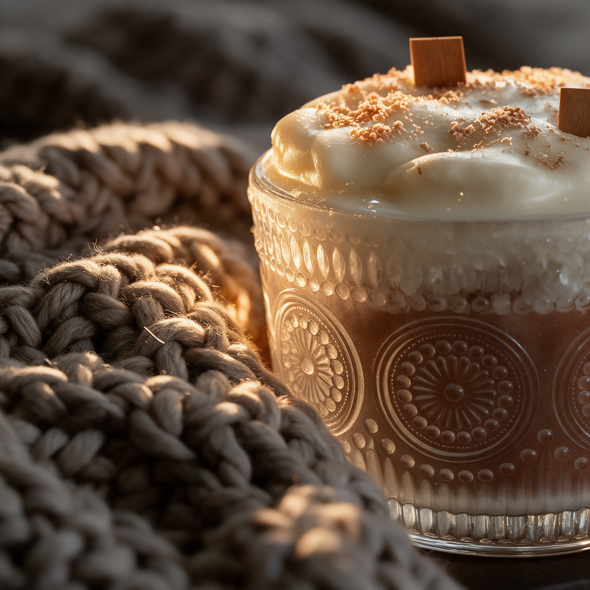 Pumpkin Spice Latte Soy Candle in Embossed Glass Mug