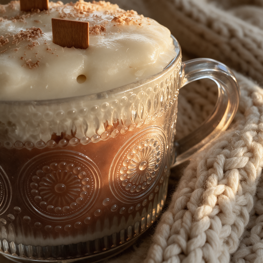 Pumpkin Spice Latte Soy Candle in Embossed Glass Mug